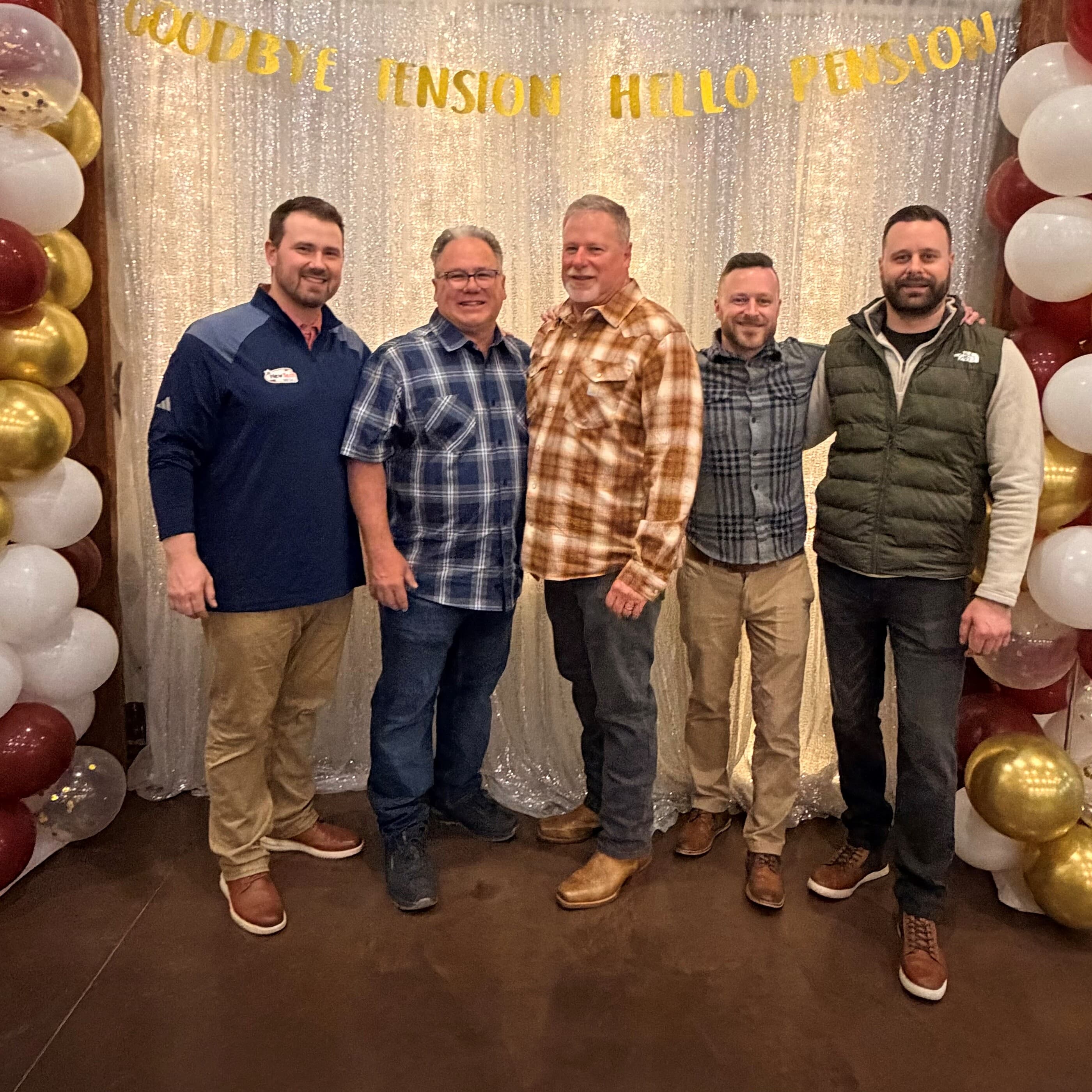 Jeff and David Blackman's retirement party, both generations of the family together, with the next generation Adam, Andy, and Derek